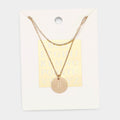 -P- Initial Monogram Round Metal Pendant Necklace