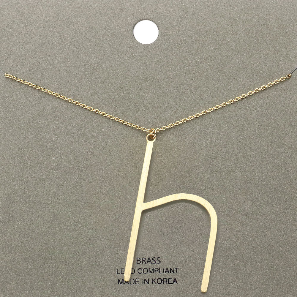 -h- Brass Initial Monogram Metal Pendant Necklace