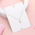 Rhinestone Embellished Brass Metal Eiffel Tower Pendant Necklace