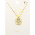 -Y- Brass Metal Rectangle Initial Monogram Pendant Necklace