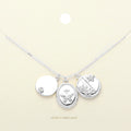 Stone Paved Butterfly Flower Pointed Disc Charm Pendant Necklace