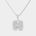 -H- Rhinestone Initial Monogram Pendant Brass Chain Necklace