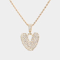 -V- Rhinestone Initial Monogram Pendant Brass Chain Necklace