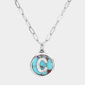 -C- Initial Monogram Turquoise Pendant Necklace