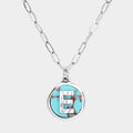 -E- Initial Monogram Turquoise Pendant Necklace