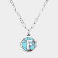 -F- Initial Monogram Turquoise Pendant Necklace