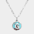 -G- Initial Monogram Turquoise Pendant Necklace