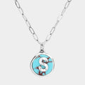 -S- Initial Monogram Turquoise Pendant Necklace