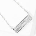 White Gold Dipped CZ Paved Bar Pendant Necklace