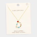 Gold Dipped CZ Letter D Initial Monogram Pendant Necklace