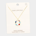 Gold Dipped CZ Letter O Initial Monogram Pendant Necklace