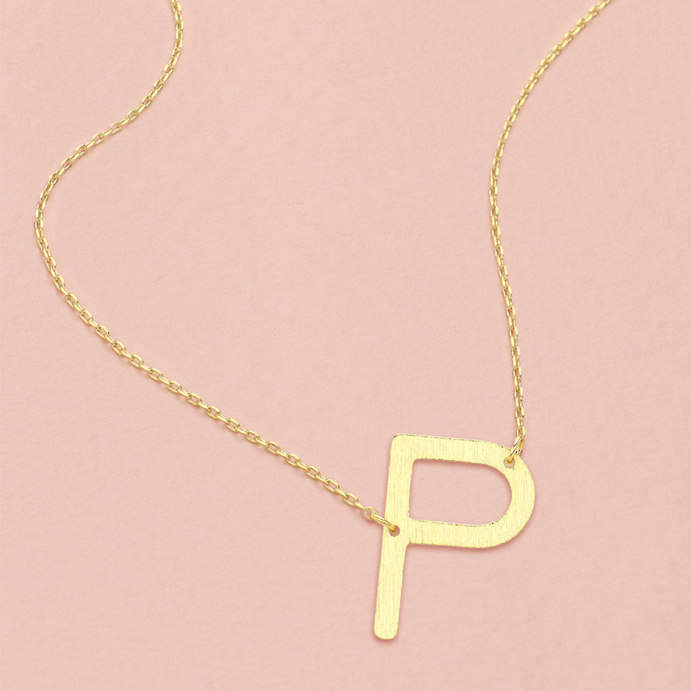 -P- Gold Dipped Initial Monogram Pendant Necklace