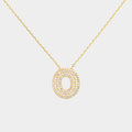 -O- Gold Dipped CZ Initial Monogram Pendant Necklace