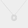 -O- White Gold Dipped CZ Initial Monogram Pendant Necklace