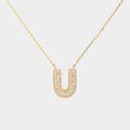 -U- Gold Dipped CZ Initial Monogram Pendant Necklace
