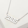White Gold Dipped 2006 Birth Year Plate Pendant Necklace