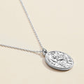 Semi Fine Collection  - 18K White Gold Dipped Pray For Us Message Oval Coin Pendant Necklace