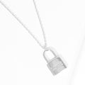 LOVE White Gold Dipped Metal Lock Pendant Necklace