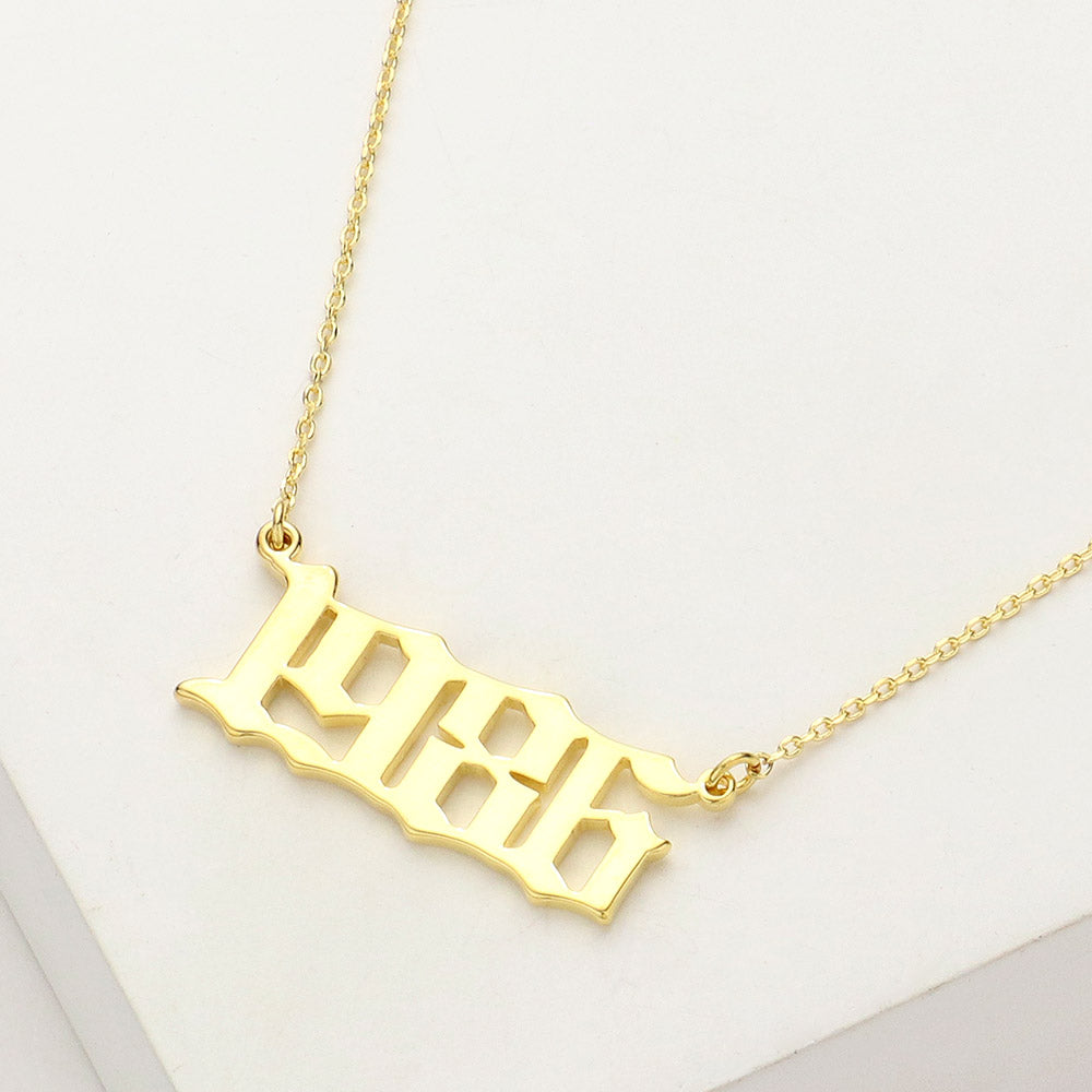 Gold Dipped 1986 Birth Year Plate Pendant Necklace