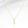 -I- Stainless Steel CZ Stone Paved Initial Monogram Pendant Necklace