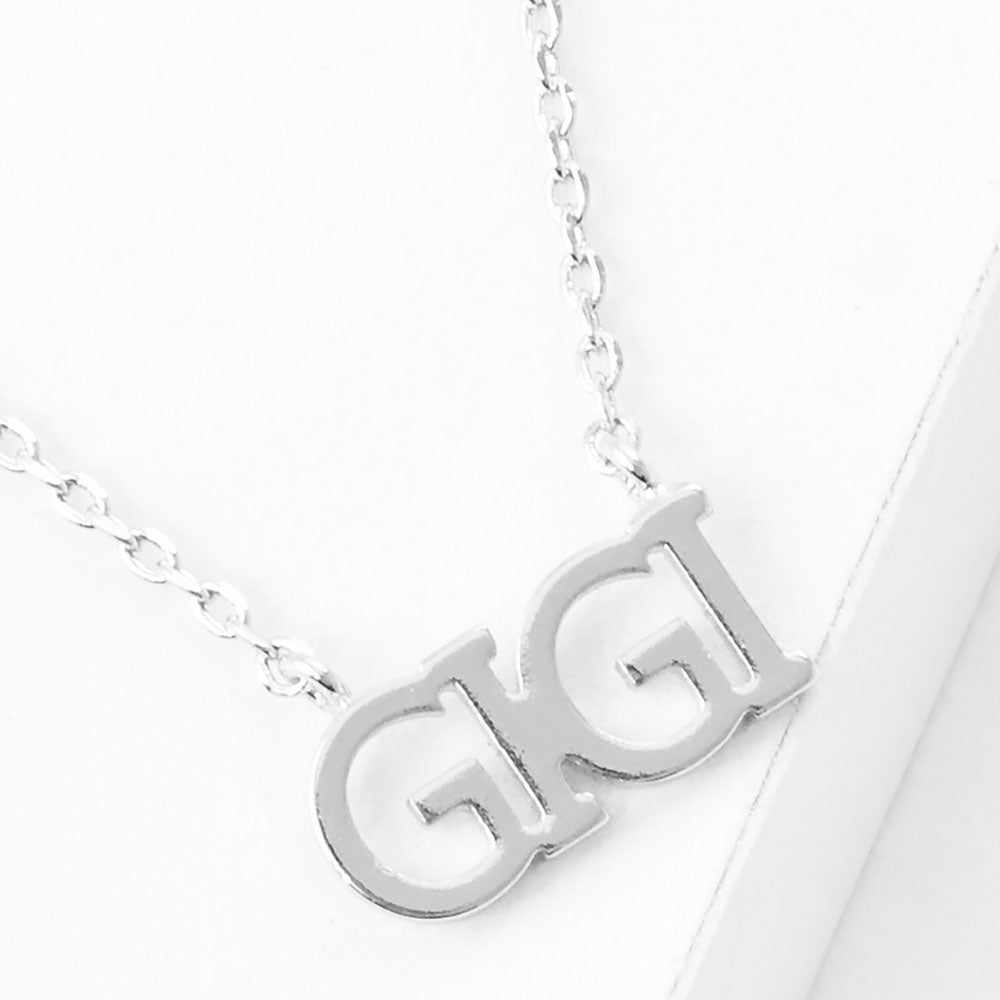 GIGI White Gold Dipped Metal Message Pendant Necklace