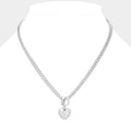 Crystal Rhinestone Pave Heart Pendant Toggle Necklace
