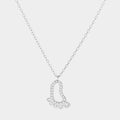 White Gold Dipped CZ Footprint Pendant Necklace