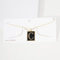 -C- Gold Dipped Enamel Rectangle Initial Monogram Pendant Necklace