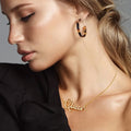 Gold Dipped CZ Queen Message Pendant Necklace
