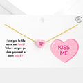 Kiss Me Message Heart Pendant Necklace