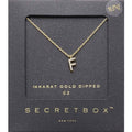-F- Secret Box _ 14K Gold Dipped CZ Initial Monogram Pendant Necklace