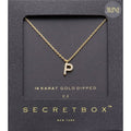 -P- Secret Box _ 14K Gold Dipped CZ Initial Monogram Pendant Necklace