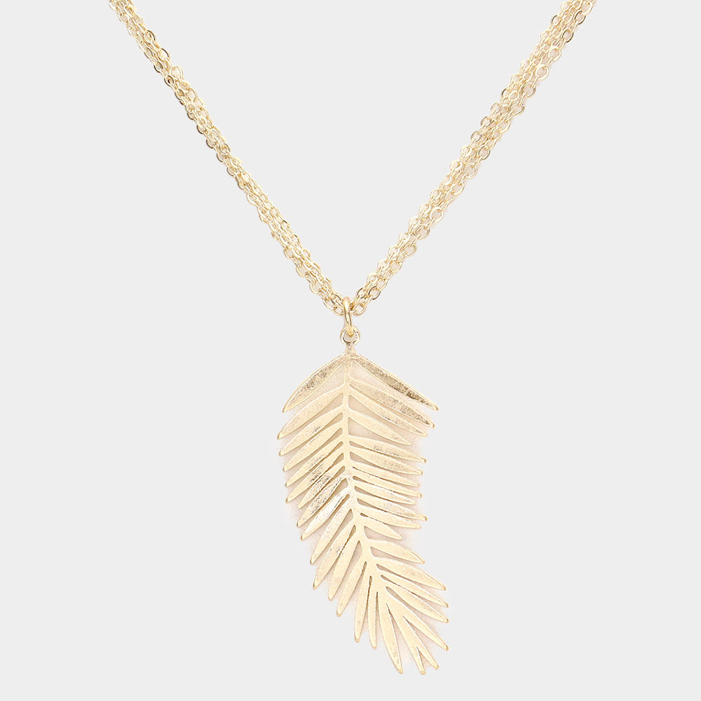 Metal Leaf Pendant Necklace