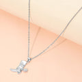 Stainless Steel CZ Stone Paved Star Accent Cowboy Boot Charm Pendant Necklace