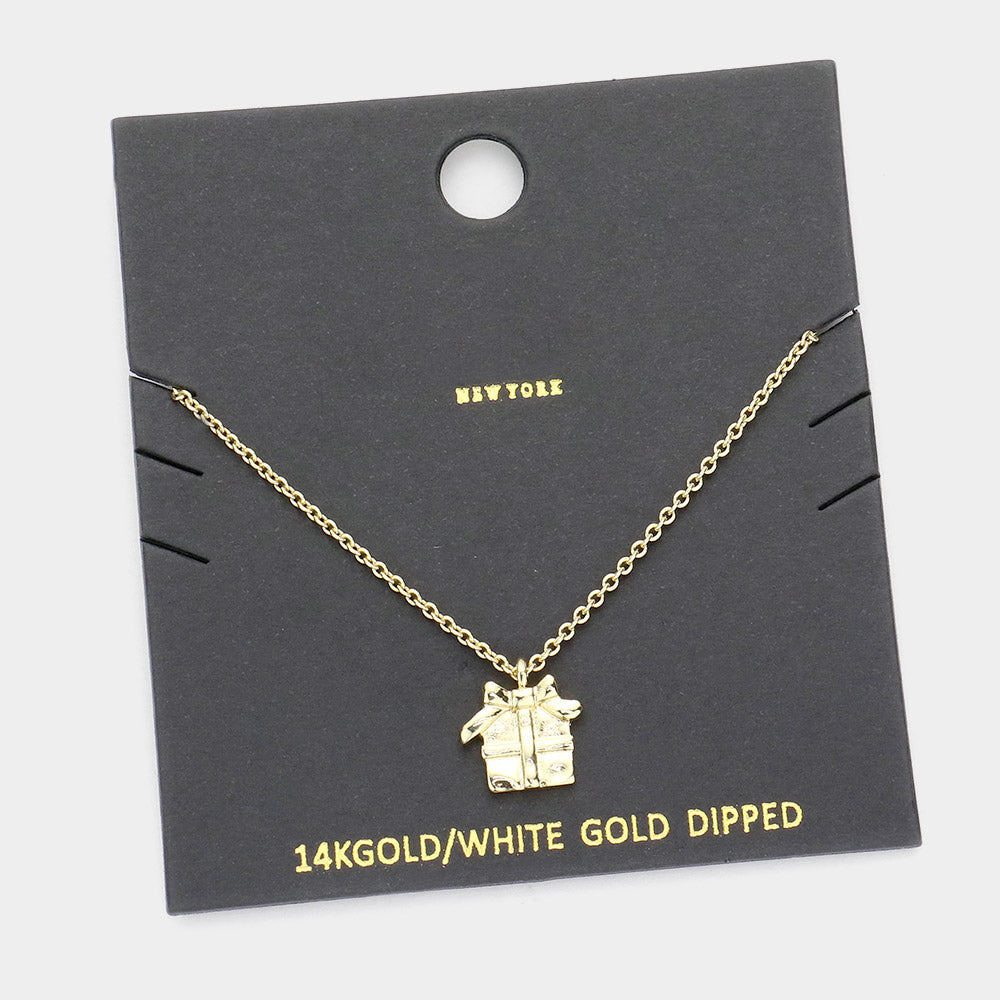 Gold Dipped Metal Christmas Gift Pendant Necklace