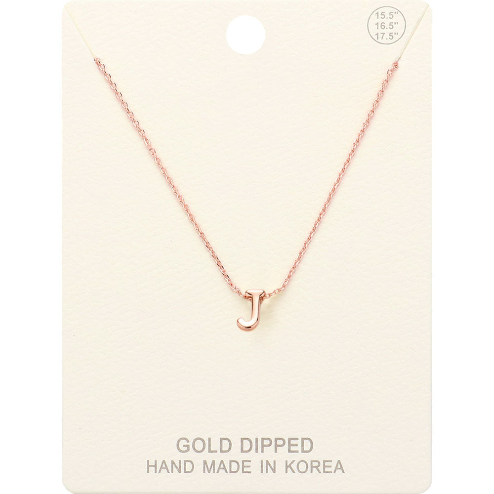 -J- Gold Dipped Initial Monogram Metal Pendant Necklace