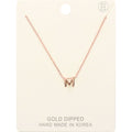 -M- Gold Dipped Initial Monogram Metal Pendant Necklace