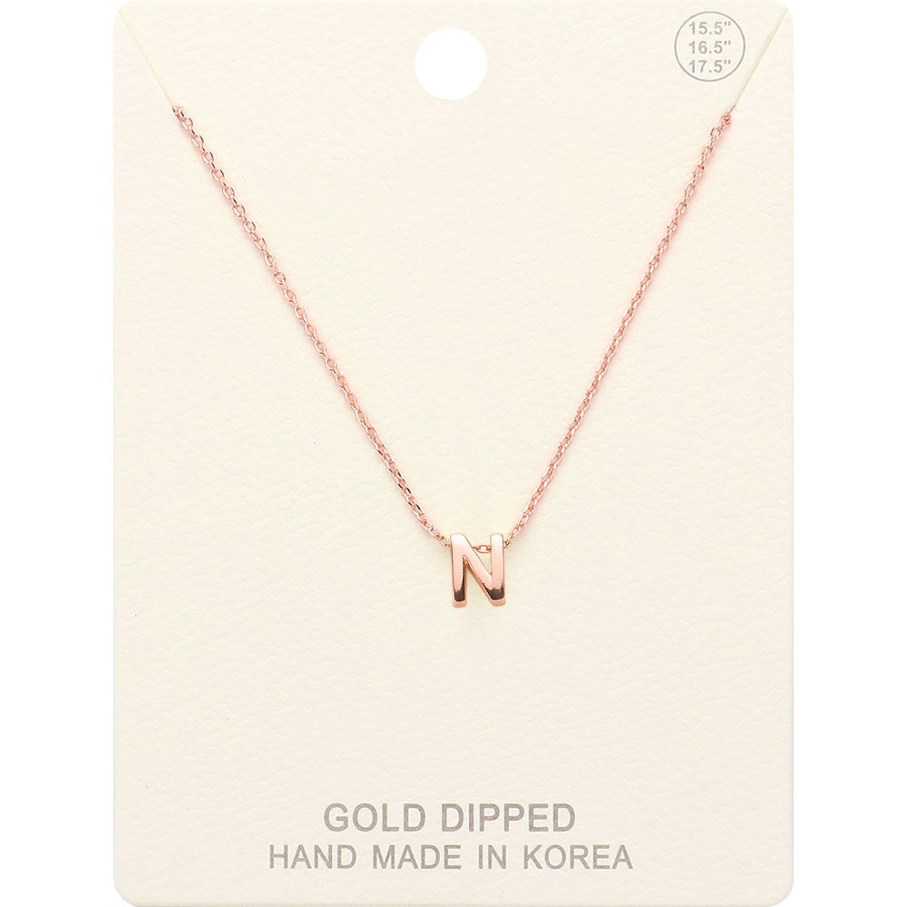 -N- Gold Dipped Initial Monogram Metal Pendant Necklace