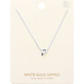 -P- White Gold Dipped Initial Monogram Metal Pendant Necklace