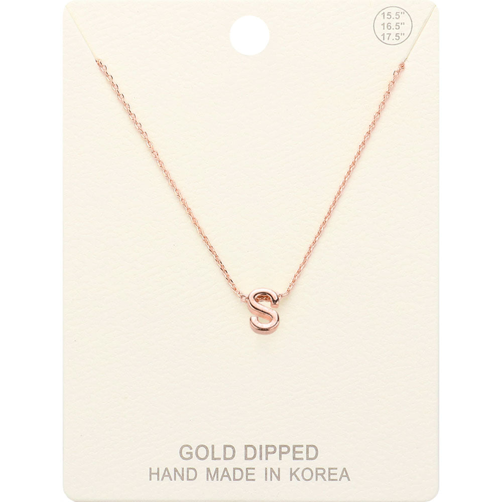 -S- Gold Dipped Initial Monogram Metal Pendant Necklace