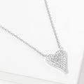 White Gold Dipped CZ Stone Paved Heart Pendant Necklace