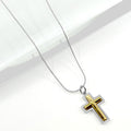 Stainless Steel Two Tone Cross Pendant Necklace