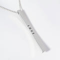 LOVE Brass Metal Bar Pendant Necklace