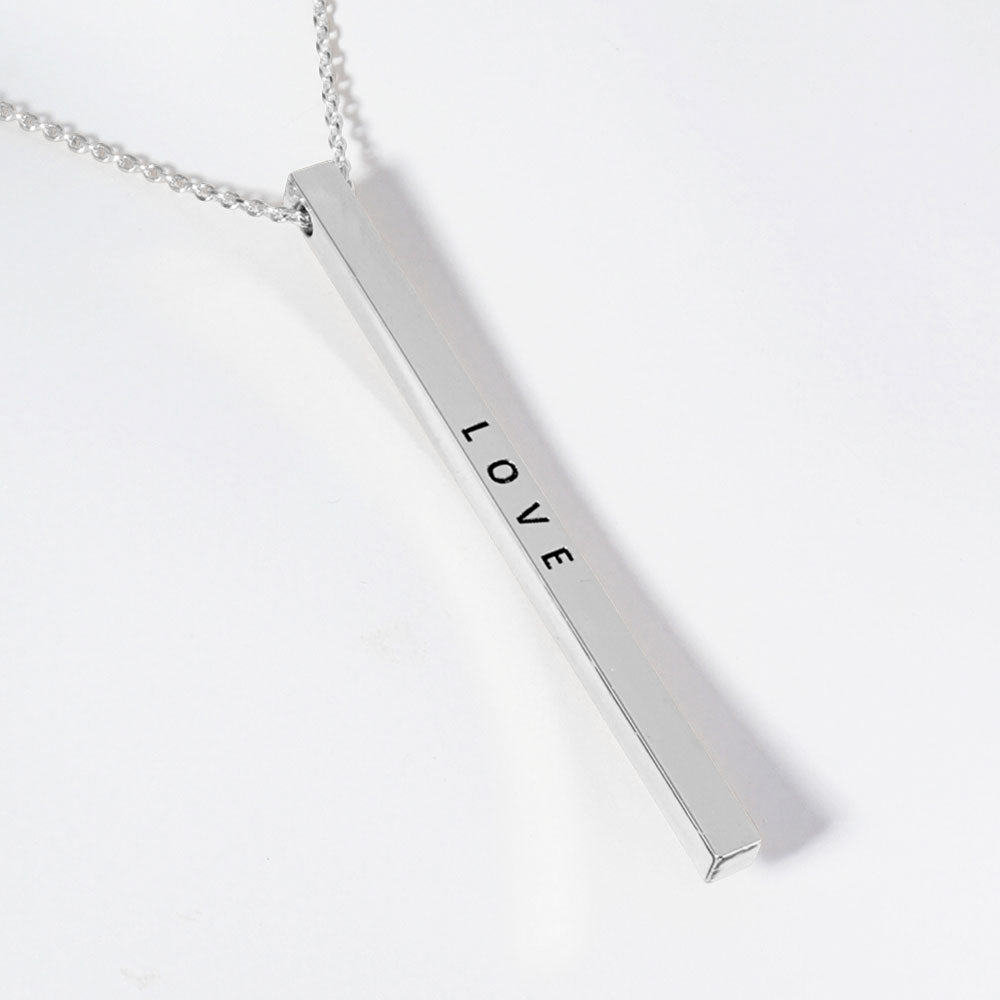 LOVE Brass Metal Bar Pendant Necklace