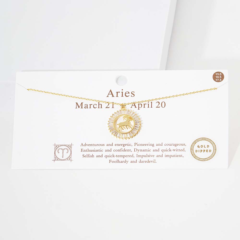 Aries Gold Dipped Zodiac Sign Pendant Necklace