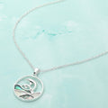 Abalone Double Dolphin Wave Round Pendant Necklace