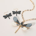 Glittered Resin Dragonfly Pendant Necklace