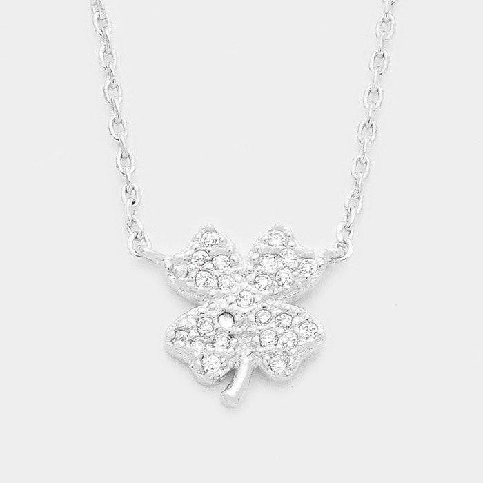 Cubic Zirconia Clover Pendant Necklace