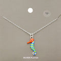 Silver Plated Enamel Metal Seahorse Pendant Necklace