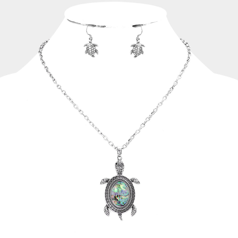 Abalone Turtle Pendant Necklace